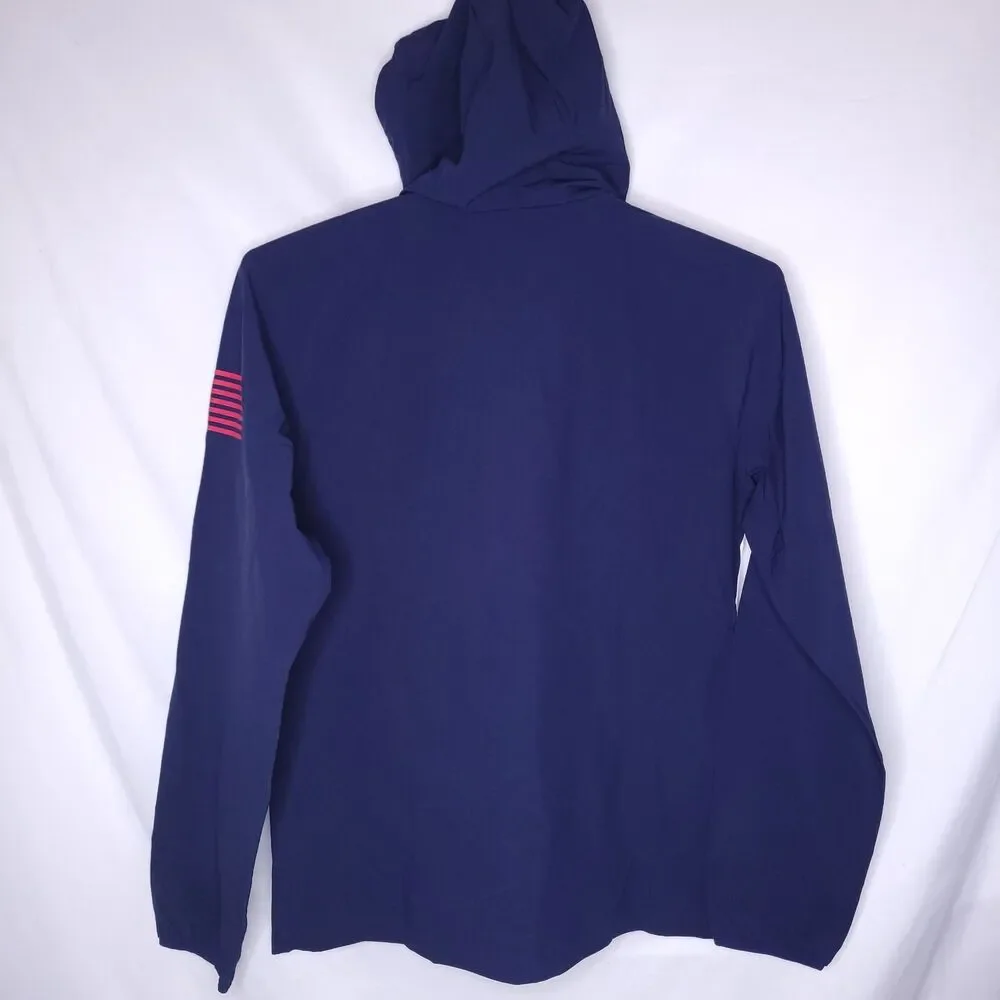 Under Armour Freedom Jacket Mens Medium Storm Red, White Blue Windbreaker Hooded
